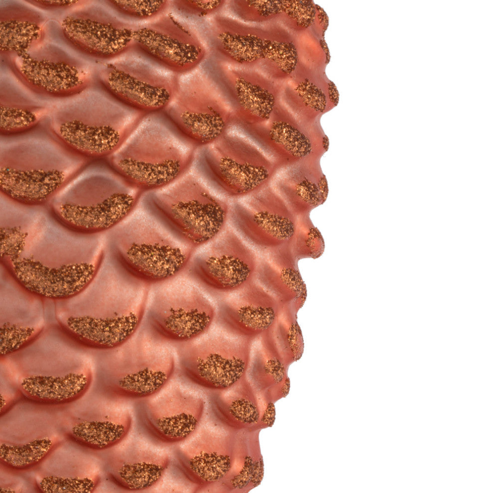 Vickerman N187271D 7" Coral Matte Glitter Pinecone Christmas Ornament