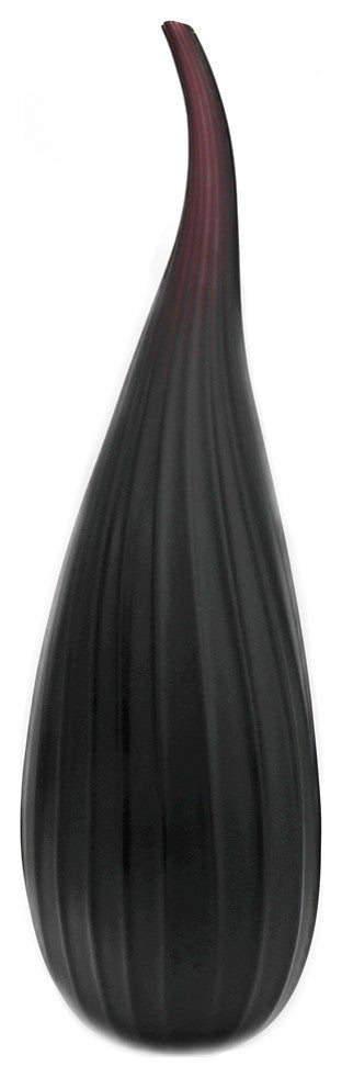 Murano Glass Stripe Vase, Black