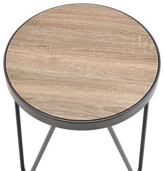 Industrial Flare End Table, Weathered Gray Oak