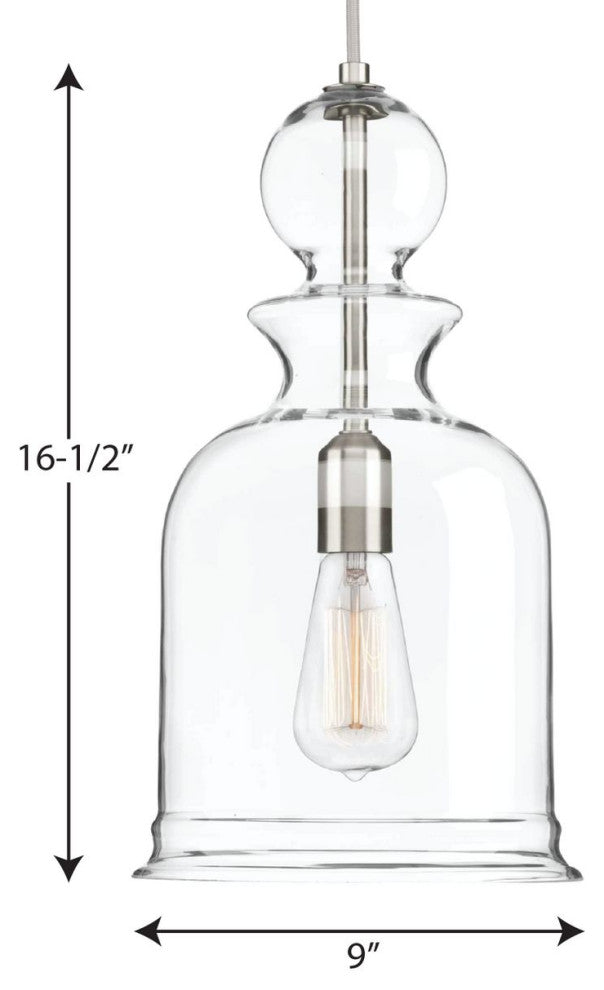Progress Lighting P5333-09 Staunton 1-Light Pendant, Brushed Nickel