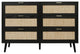Modern 6 Drawer Dresser Wood Cabinet, Black
