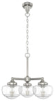 Saddle Creek Brushed Nickel, Clear Seeded Glass 3 Light Chandelier Light
