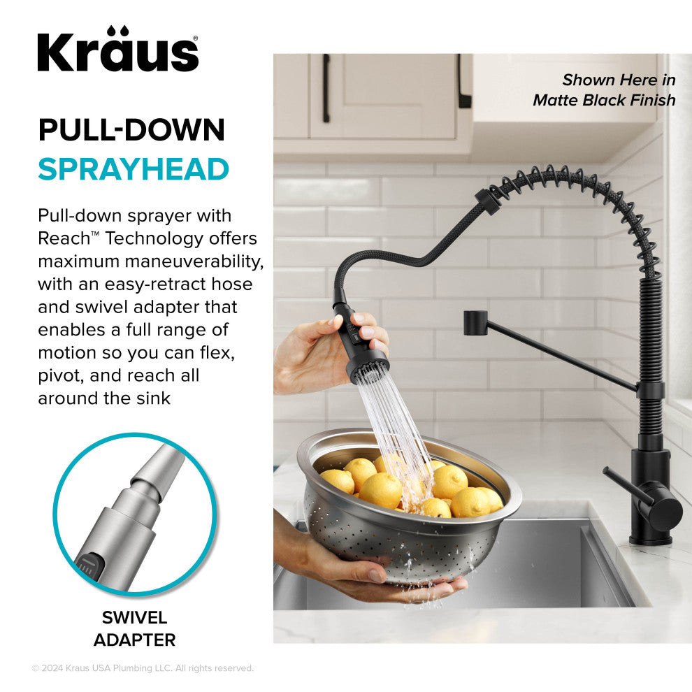 Bolden Commercial Style 2-Function Pull-Down 1-Handle 1-Hole Kitchen Faucet, Brushed Brass (Sensor Touchless)
