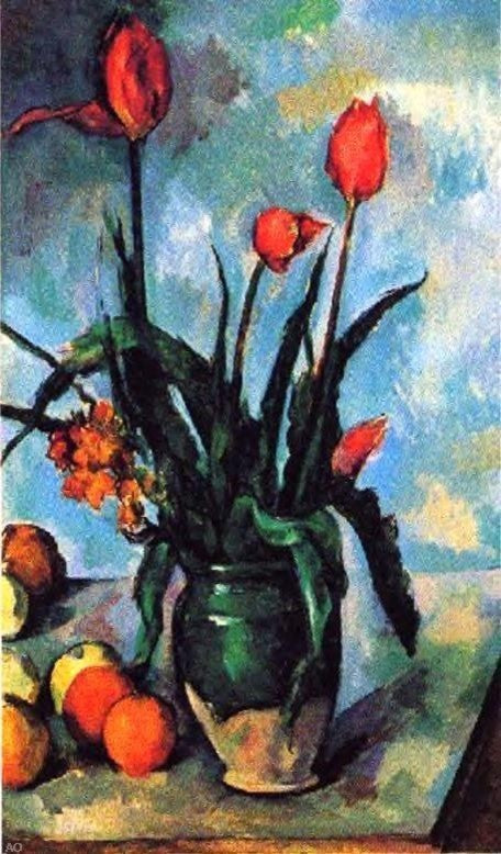 Paul Cezanne Tulips in a Vase, Gallery Wrapped Canvas Print, 18"x27"