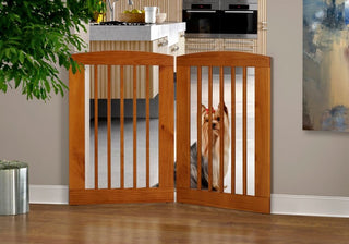 Ruffluv 2 Panel Expansion Pet Gate, Large 36", Chestnut