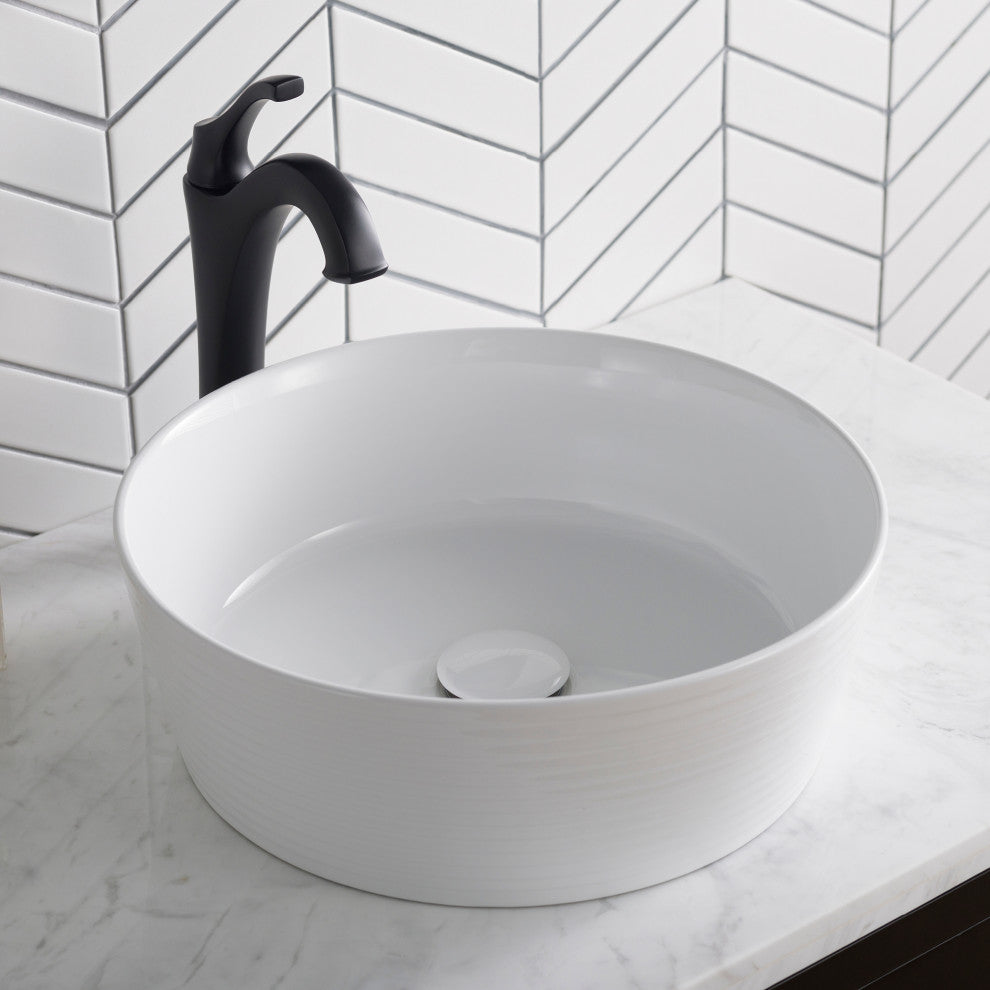 Viva Ceramic Round Vessel Bathroom Sink, White