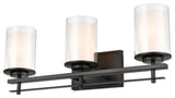 Huderson Collection 3-Light 23" Matte Black Bathroom Vanity Light