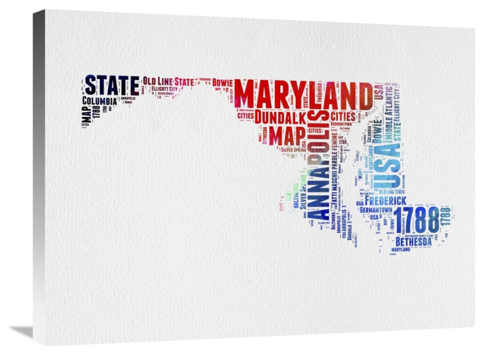 "Maryland Watercolor Word Cloud" Fine Art Print