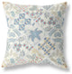 20 White Blue Patch Indoor Outdoor Throw Pillow