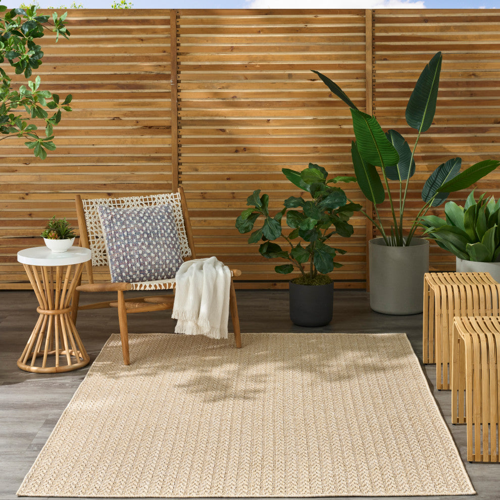 Nourison Tulum 6' x 9' Cream Outdoor Rug