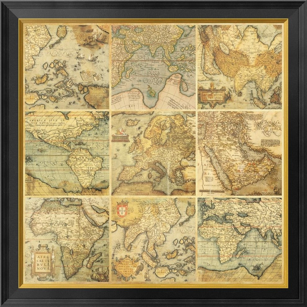 "Around the World I" Framed Canvas Giclee by Joannoo, 28x28"
