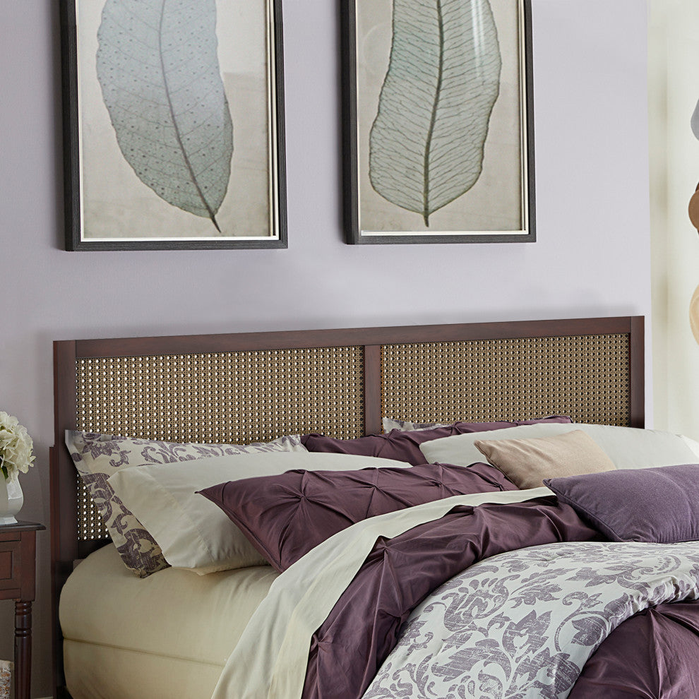 Hillsdale Serena Wood and Natural Cane Panel King Headboard