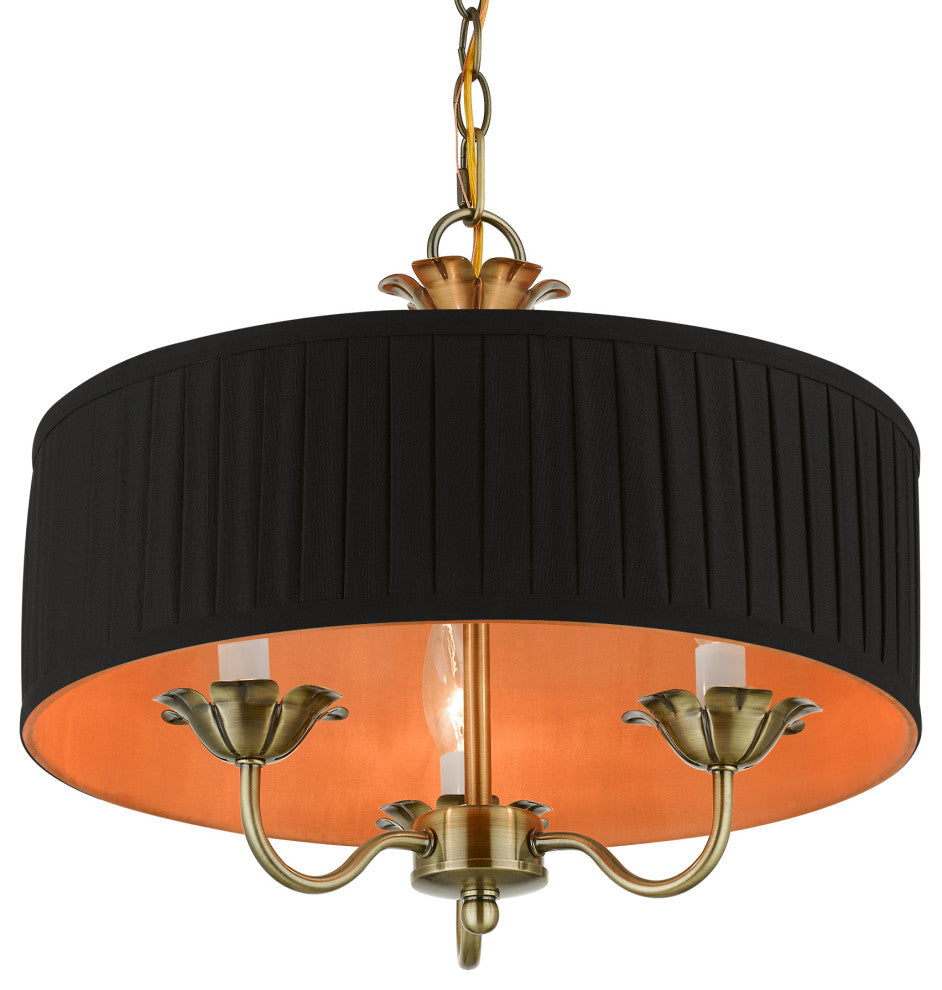 Livex Lighting 3 Light Antique Brass Pendant Chandelier