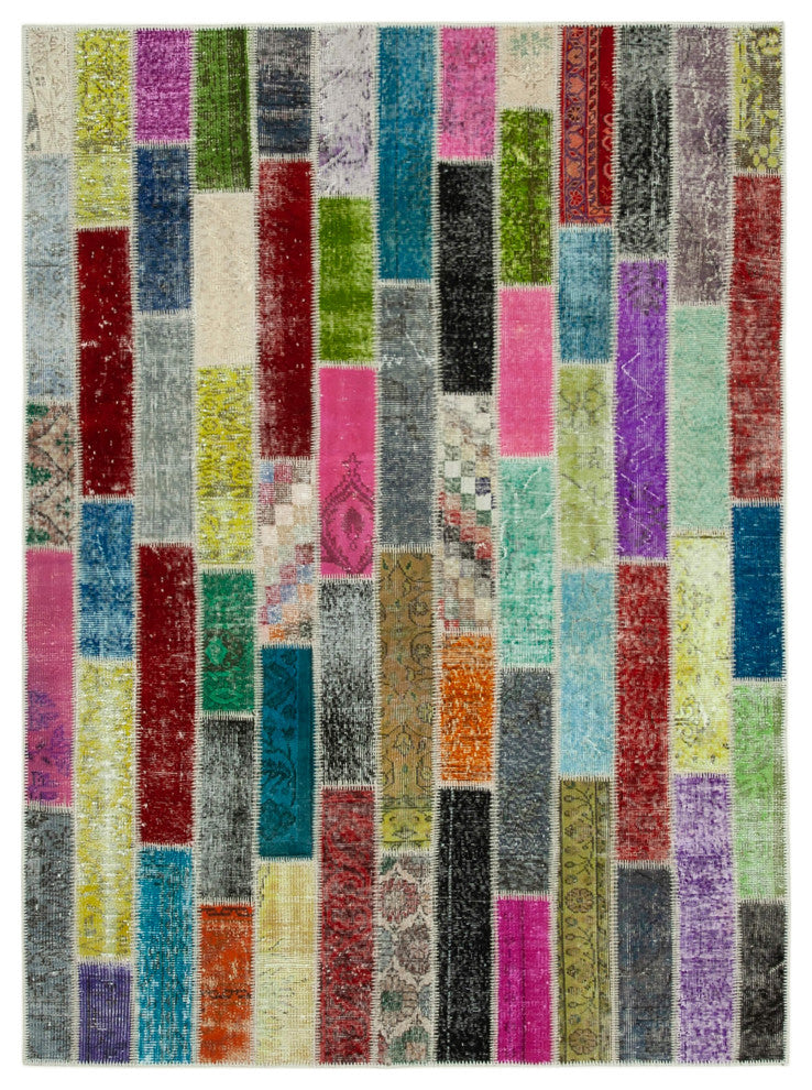 Rug N Carpet - Handmade Turkish 5' 11" x 8' 0" Colorful Patchwork Area Rug