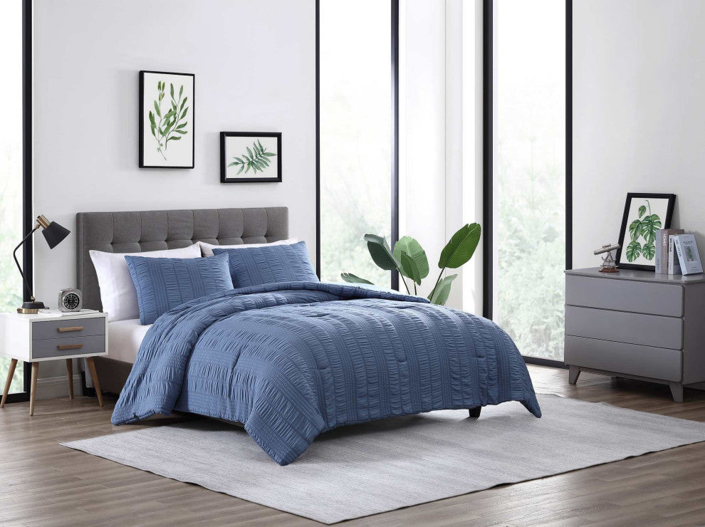 The Nesting Company Elm 3 Piece Comforter Set - King - Blue