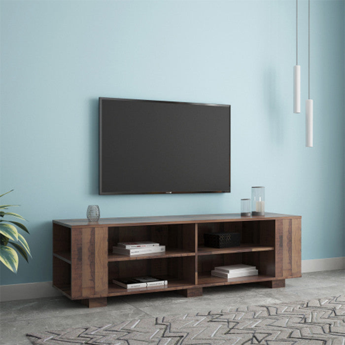 65 inch TV stand Modern Entertainment Center with 8 Open Shelves brown