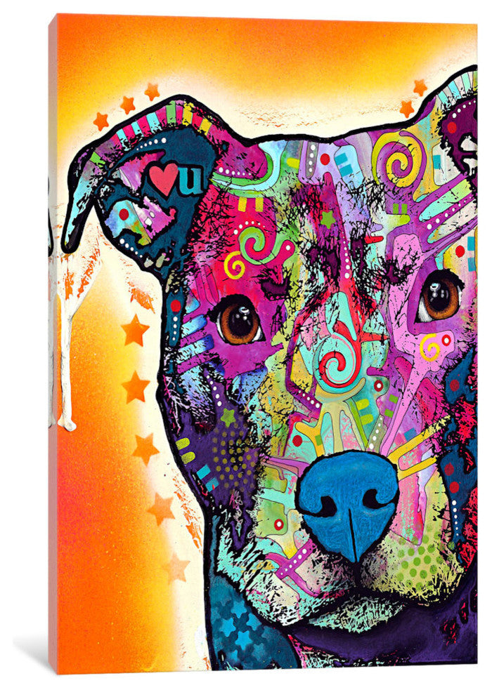 "Heart U Pit Bull" Wrapped Canvas Art Print, 18x12x1.5