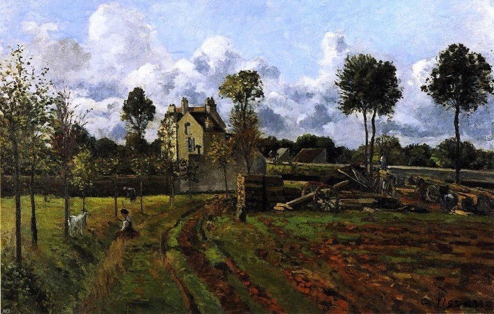 Camille Pissarro Landscape at Pontoise, 18"x27" Wall Decal