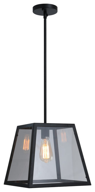 1-Light Glass Shade Modern Linear Hanging Pendant Lighting Chandelier, Black