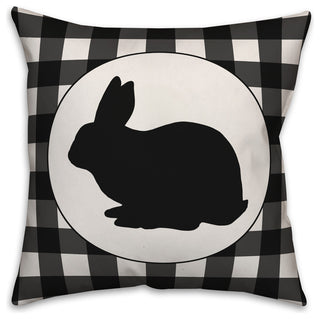 Buffalo Check Bunny Silhouette 18x18 Throw Pillow