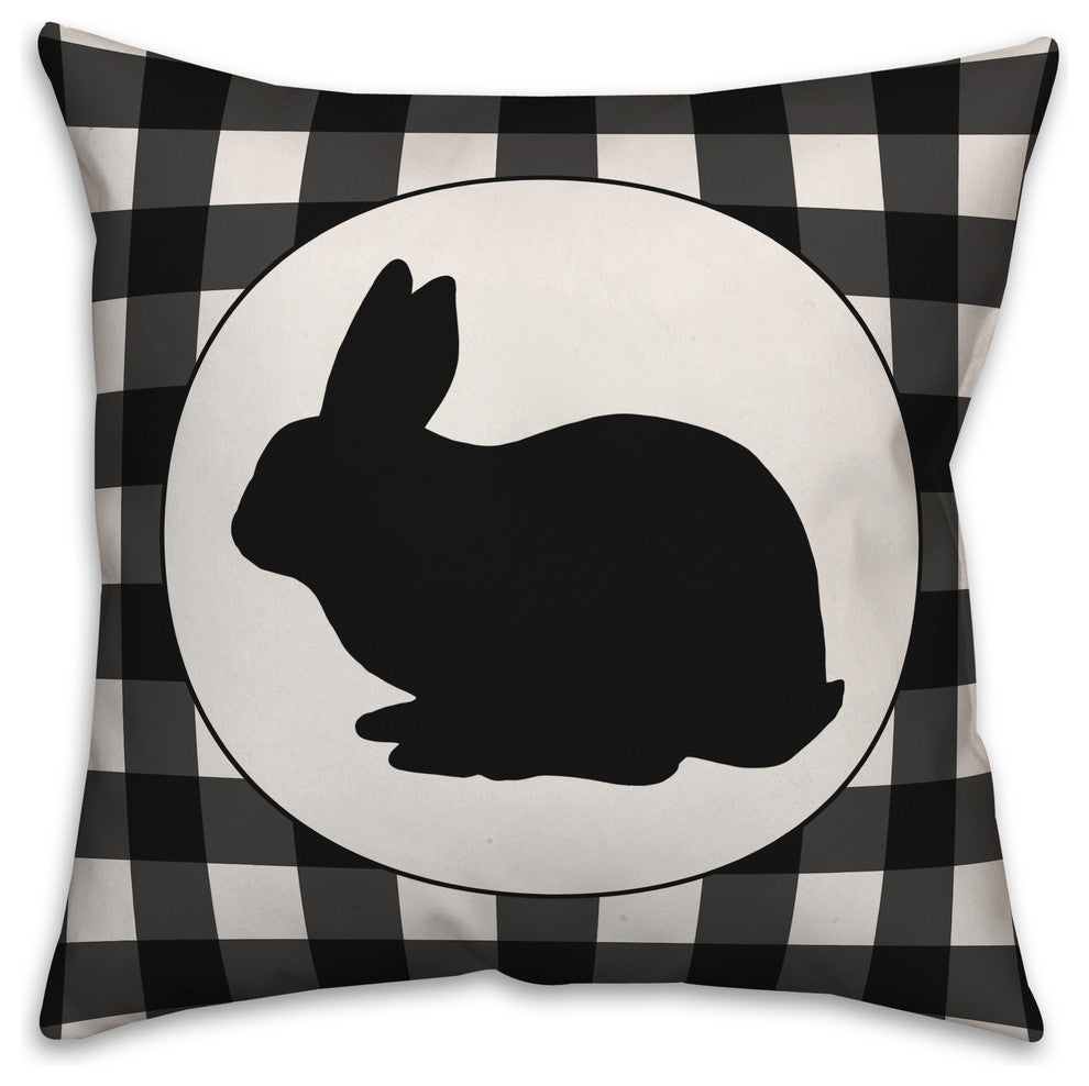 Buffalo Check Bunny Silhouette 18x18 Throw Pillow