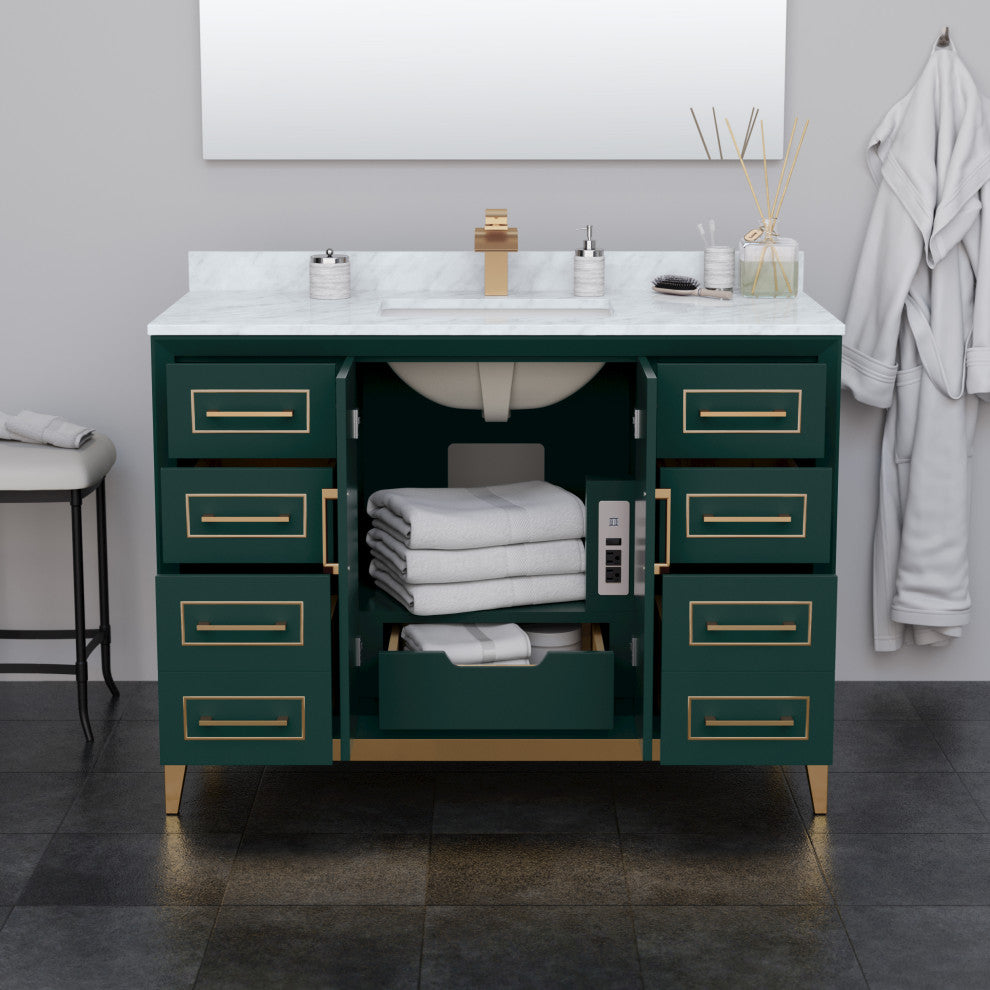Marlena 48" Green Single Vanity, Top, Bronze Trim