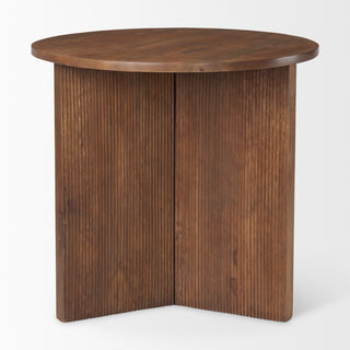Enzo 32" Round Tabletop With Fluted Wood Base Foyer Accent Table