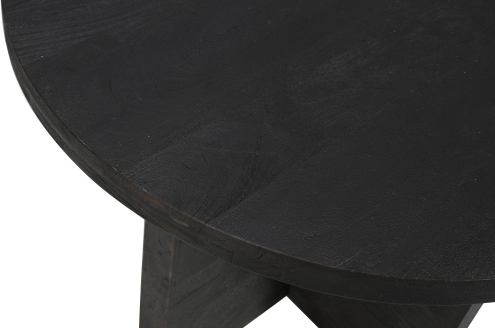 Fernious 48" Round Dining Table, Dark Gray Finish on Mango Solid Wood
