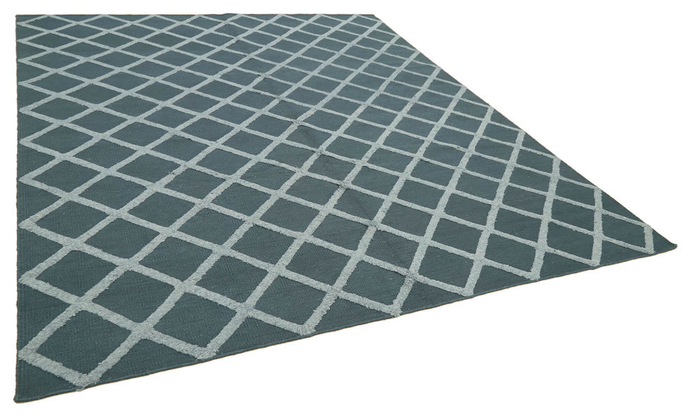 Rug N Carpet - Handwoven Modern Design 8' 1'' x 10' 0'' Wool Flatweave Kilim Rug