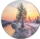 Winter Sunrise Over Frosty Field, Landscape Disc Metal Wall Art, 23"