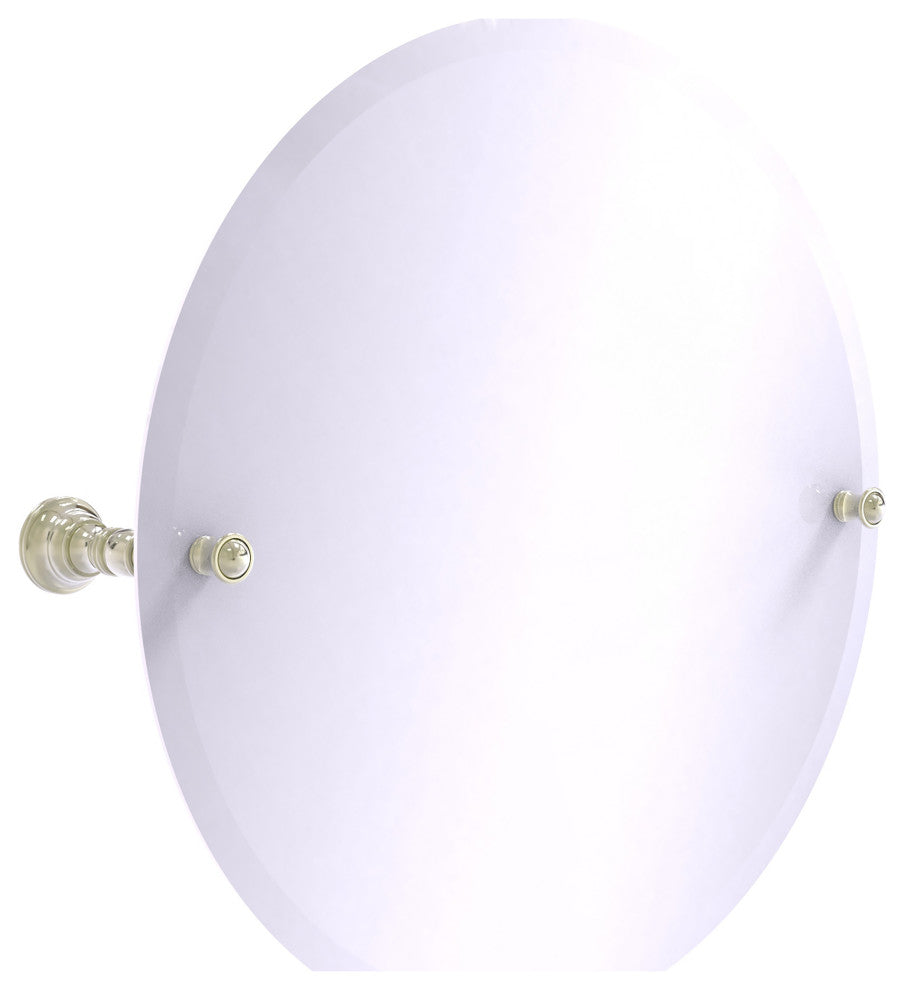 Carolina Frameless Round Tilt Mirror with Beveled Edge, Polished Nickel