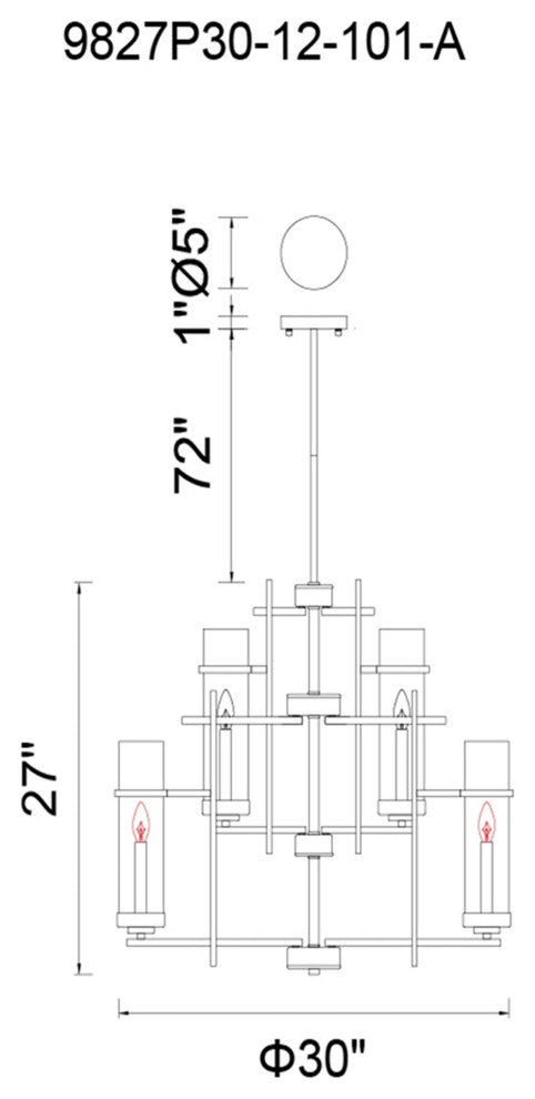 Sierra 12 Light Up Chandelier With Black Finish