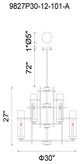 Sierra 12 Light Up Chandelier With Black Finish