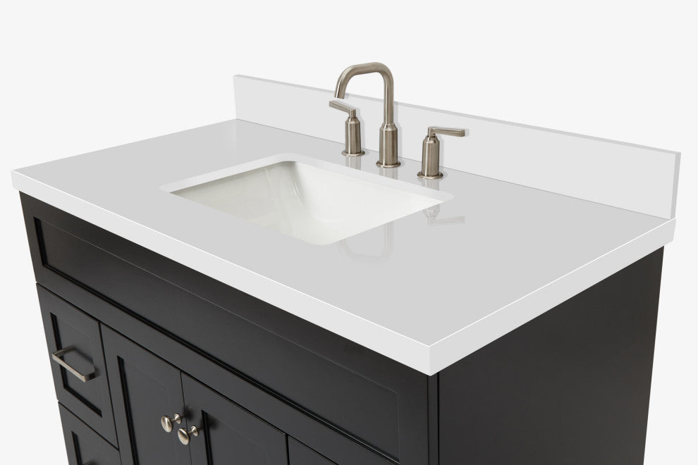 Ariel Hamlet 43" Rectangle Sink Bath Vanity, 1.5" White Quartz