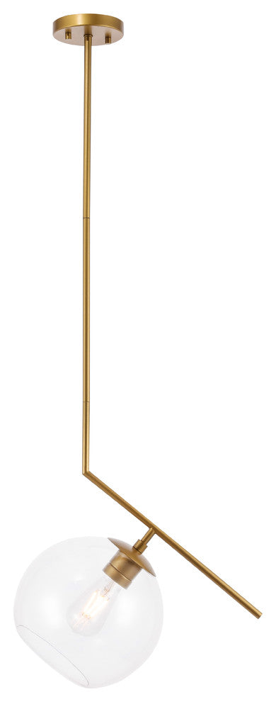 Brass Finish And Clear Glass 1-Light Pendant