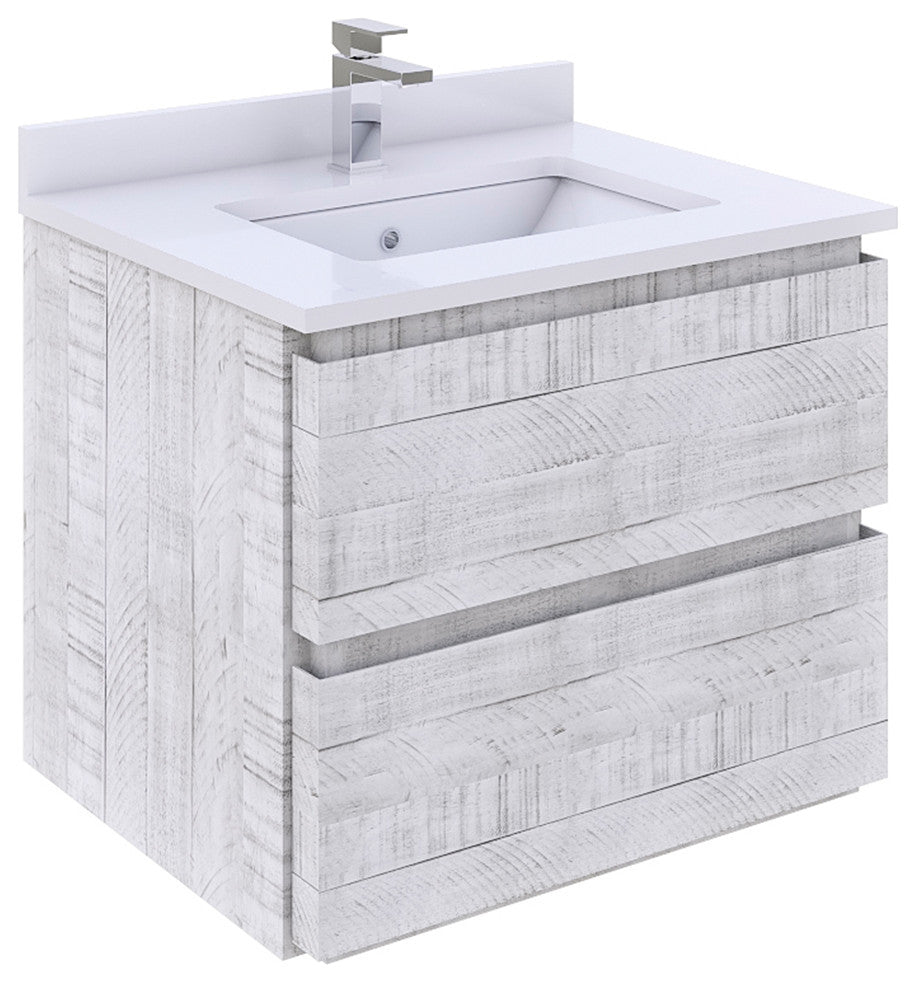Fresca Formosa Modern 24" Rustic White Wall Hung Single Sink Bathroom Vanity