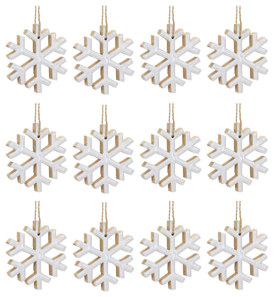 Wood Snowflake Ornament, Set of 12