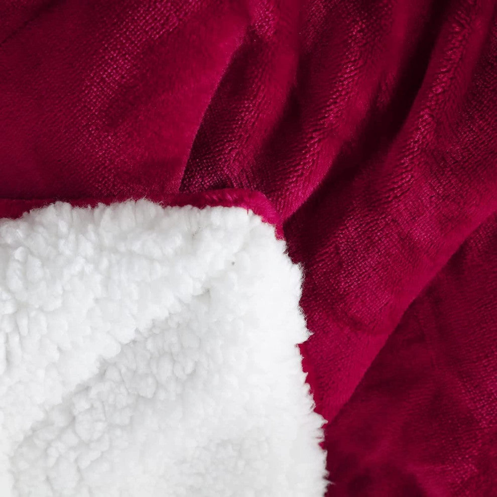 Tache Holiday Red Super Soft Warm Sherpa Micro Fleece Throw Blanket, 50"x60"