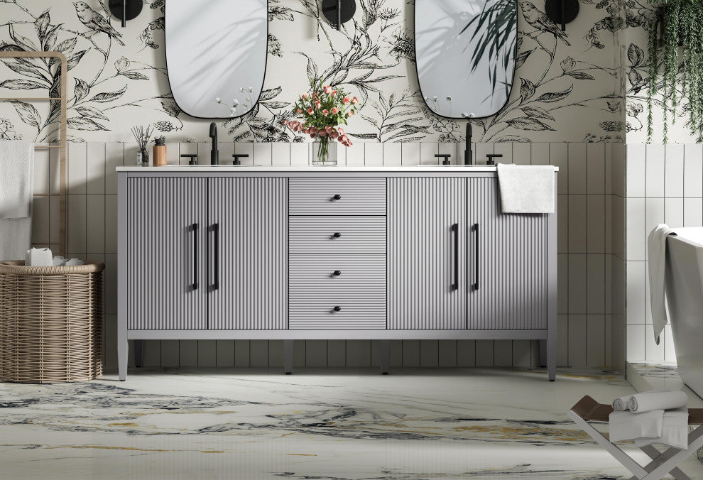 Home Living 72" Double Bathroom Vanity, Grey