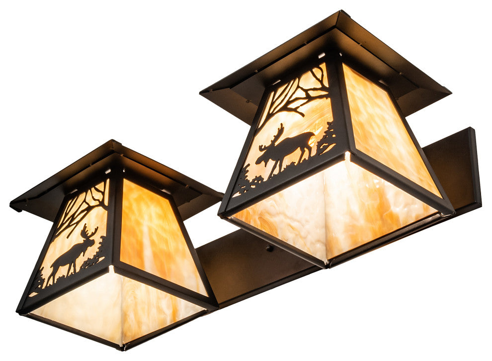 24 Wide Moose at Dawn 2 Light Wall Sconce