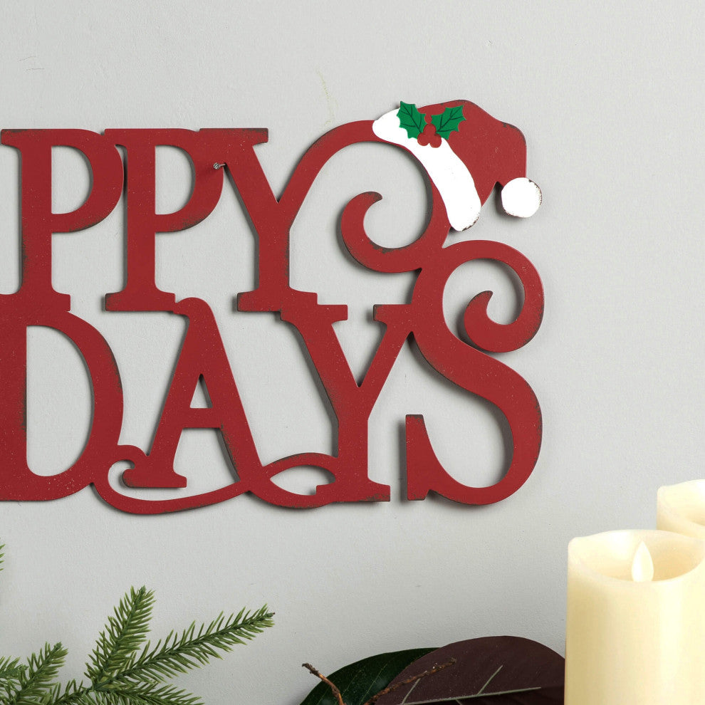 24"L Metal "HAPPY HOLIDAYS" Christmas Wall Decor