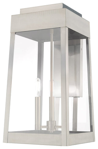 Transitional Outdoor Wall Lantern, Brushed Nickel