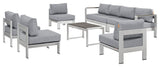 Shore 7 Piece Outdoor Patio Sectional Sofa Set EEI-2566-SLV-GRY