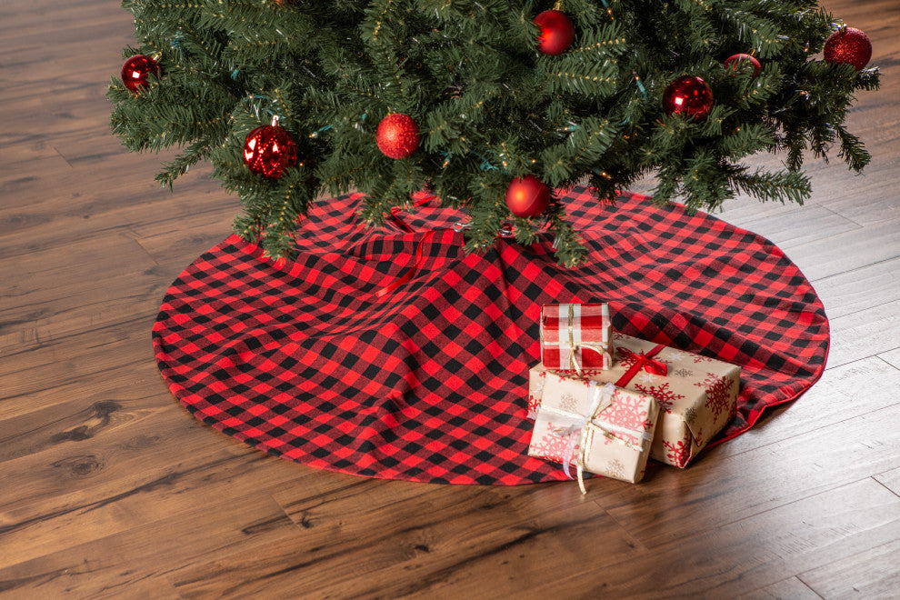 Holiday Tree Skirt Red And Black Buffalo Check