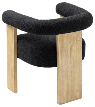 Maklaine 20.5" Mid-Century Fabric Dining Chair in Black/Natural