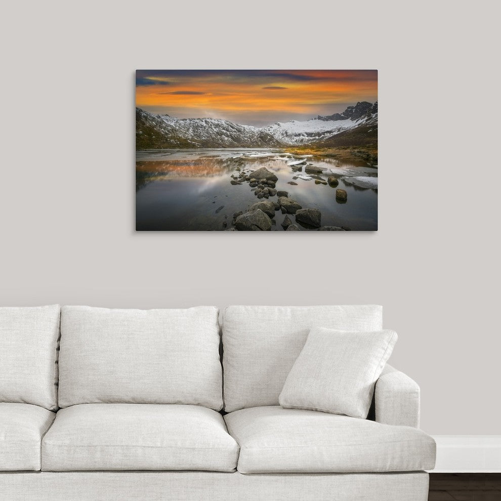 "Lofoten Warm Sunset" Wrapped Canvas Art Print, 36"x24"x1.5"