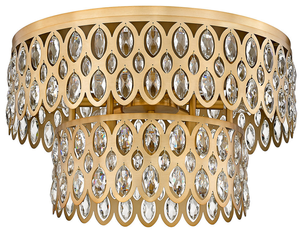 Zlite 822F20-HB 9-Light Flush Mount, Heirloom Brass
