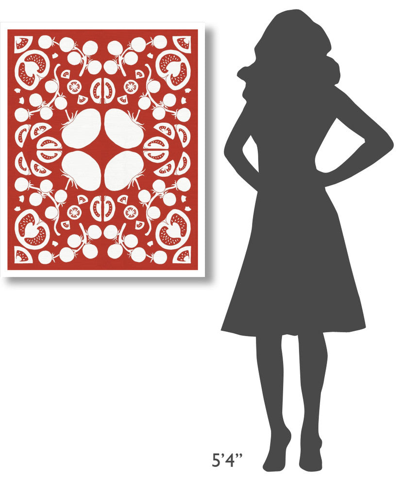 "Retro Tomato Otomi Silhouette" Digital Paper Print by Elyse DeNeige, 30"x37"