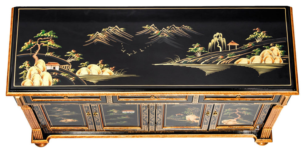 Black Lacquer Sideboard Landscape