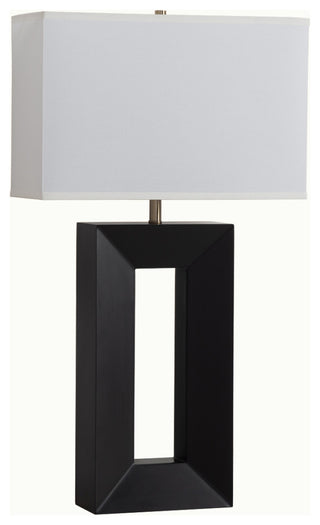 Julie Standing Table Lamp, White Linen Shade, Ebony/Weathered Brass